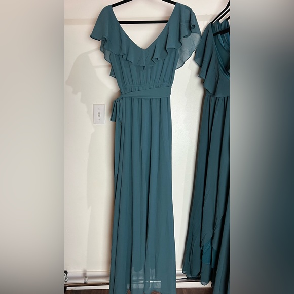 (Dusty Topaz blue)Katya Ruffle Maxi Dress (Baltic born) - Picture 10 of 13